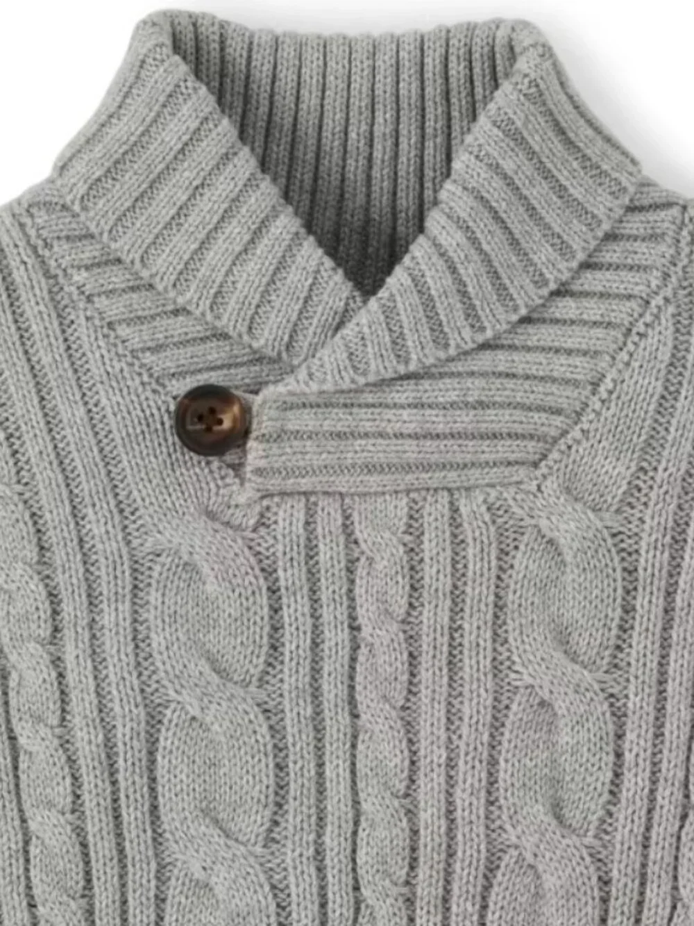 Gymboree Boys 7 Gray Long Sleeve Cable Knit Shawl Sweater NWT